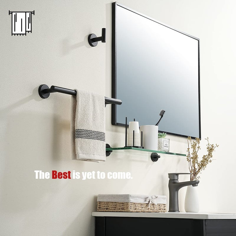 JQK Black Towel Bar, 12 Inch 304 Stainless Steel Thicken 0.8mm Hand Towel Rack, Bathroom Towel Holder Matte Black Wall Mount, Total Length 15 Inch TB110L12-PB - Image 4